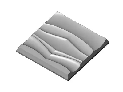Abstract wave pattern relief 3d wall panel N01 3D print model