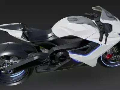 White Sports Bike 3D Model Realistic Render 3D model