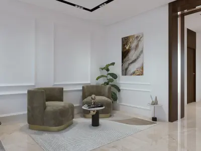 Living Room and Kitchen with BEDROOM  3D model
