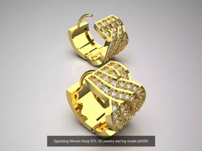 Complete Collection of Gemstone Hoop Earrings  3D Model Pack