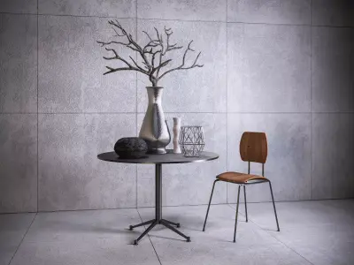 Contemporary Table Set with Props 01 Low-poly 3D model