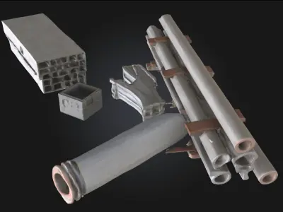 Construction Materials  Modular Site Supply Set 3D model