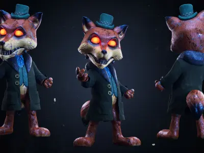 Spooky Foxytronic- Rigged and Animated Low-poly 3D model