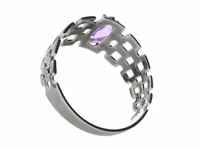 Silver Ring With Weave Pattern 3D model