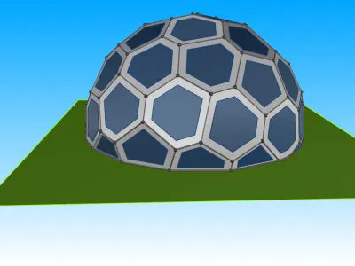 Large dome with frame and glass panels 3D model