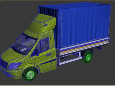 Generic v7 CargoBox VAN with driver Low-poly 3D model