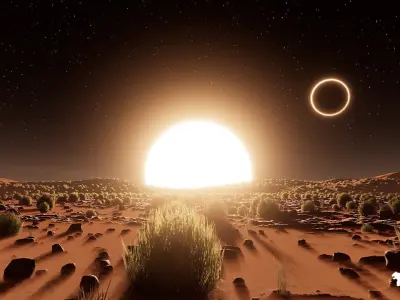 The Space Base in Red Planet Low-poly 3D model