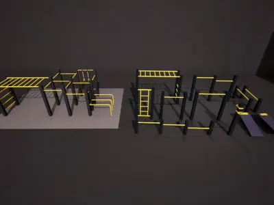 Low Poly Calisthenics Park - Optimized Game Assets 3D model