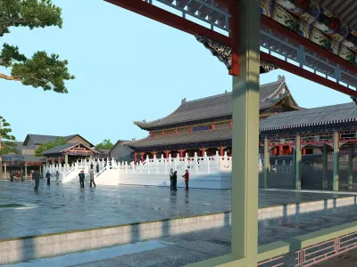 China temples church Historical sites palace Tang dynasty 3D model get