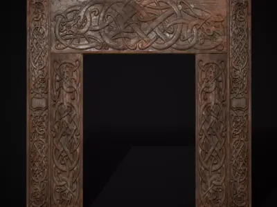 Viking Carved Decoration Wall Low-poly 3D model