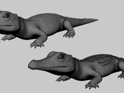 Baby Crocodile Low-poly 3D model