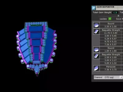 Emerald And Diamond Brooch 3D print model