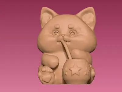 gatito con mate Argentino 3D print model