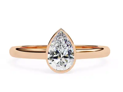 Bezel setting solitaire Pear diamond ring for engagement 3D print model