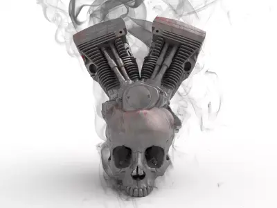 MotorSkull motorcycle engine skull 3D print model