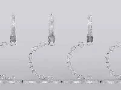 Alphabet C Silver Chain Candleholder 3D Model True 4K PBR Render Low-poly 3D model