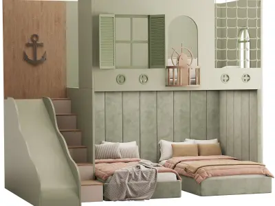 Bunk bed for children 4 3D model