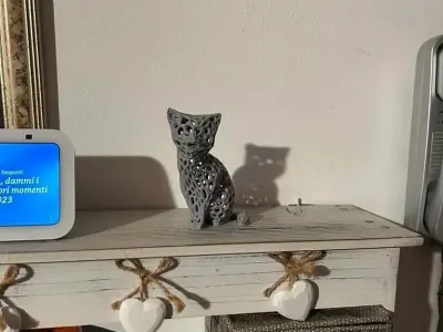 Modern Vornoi Lamp Cute Cat Statue NO SUPPORT 3D print model