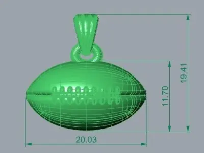 Football Pendant with bail 3D print model