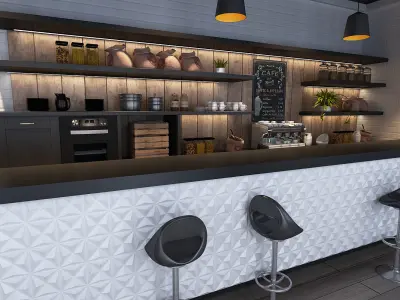 Coffee  garden restaurant modern decoration  very Clean scene 3D model