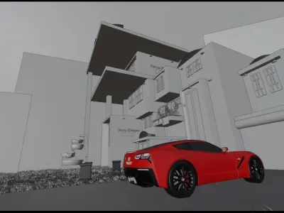 modern house  Low-poly 3D model