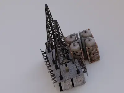oil rig Low-poly 3D model