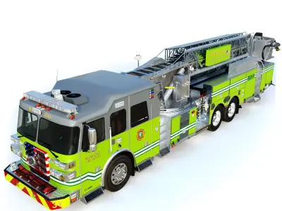 Fire Truck Aerial Platform Miame Dade Low-poly 3D model