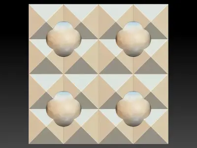 3D WALLPANEL tile with four holes in it 3D model