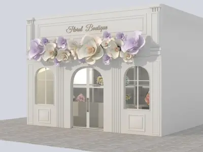  Elegant Floral Boutique Facade 3D Model  Low-poly 3D model