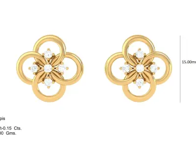 Women Stud Earrings 3dm STL OBJ FBX Renders Details 3D print model