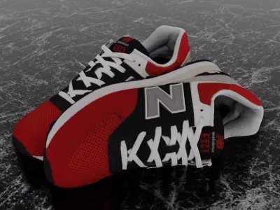 NEW BALANCE 574 RED WHITE BLUE 3D SHOES 3D model