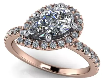 Modern Halo Cross TearDrop Solitaire Engagement Wedding Band 3D print model