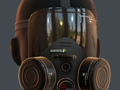 Gas mask helmet 3d model scifi Low-poly  Low-poly 3D model