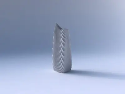 Vase curved tipping triangle 2 with wavy extruded lines 2 3D print model