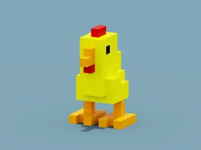 Voxel Chicken Low-poly 3D model