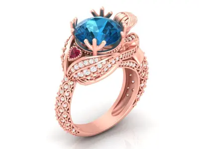 JCR 1009 Goddess of the Sea Sterling  Mermaid Ring 3D print model