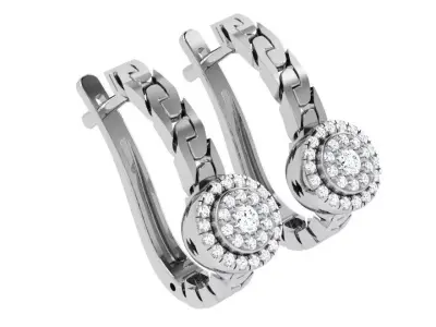 Round Halo Chain Earring 4601 3D print model