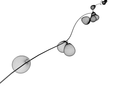 little retro bronze cap light bulbs on black rubber wire 3D model