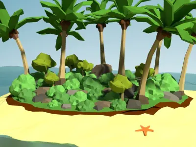 Low Poly Desert Island Kit Free low-poly 3D model