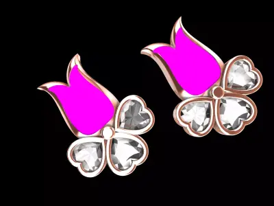 Heart Flower earrings 3D print model