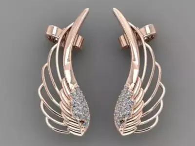 Earring gold and diamond ring 3D print model