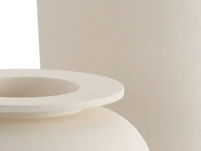 Plateia Large White Earthenware Vase 3D model