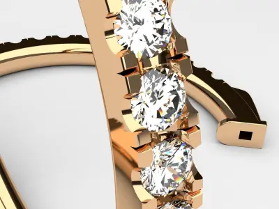 Diamond hoop earrings round rings luxury classic 3D print model