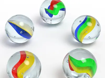 Marbles glass ball with flag of spain 3D model