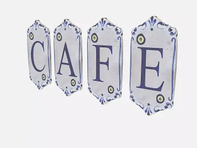 old stone cafe sign model Low-poly 3D model