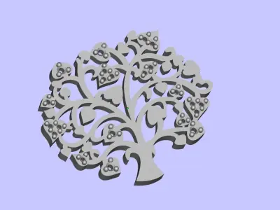 Tree design pendant and earrings 3D print model