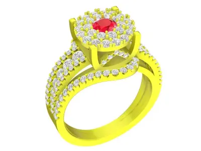 Luxury Double Halo Split Shank Gemstone Ring Jewelry 3D Mod 4419 3D print model