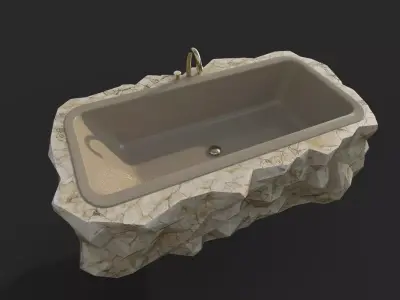 Marble Bathtub Low-poly 3D model