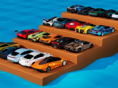 20x 3D Cars Pack - Game-Ready Low-poly 3D model
