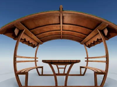 Wooden Pergola PBR Low-poly 3D model